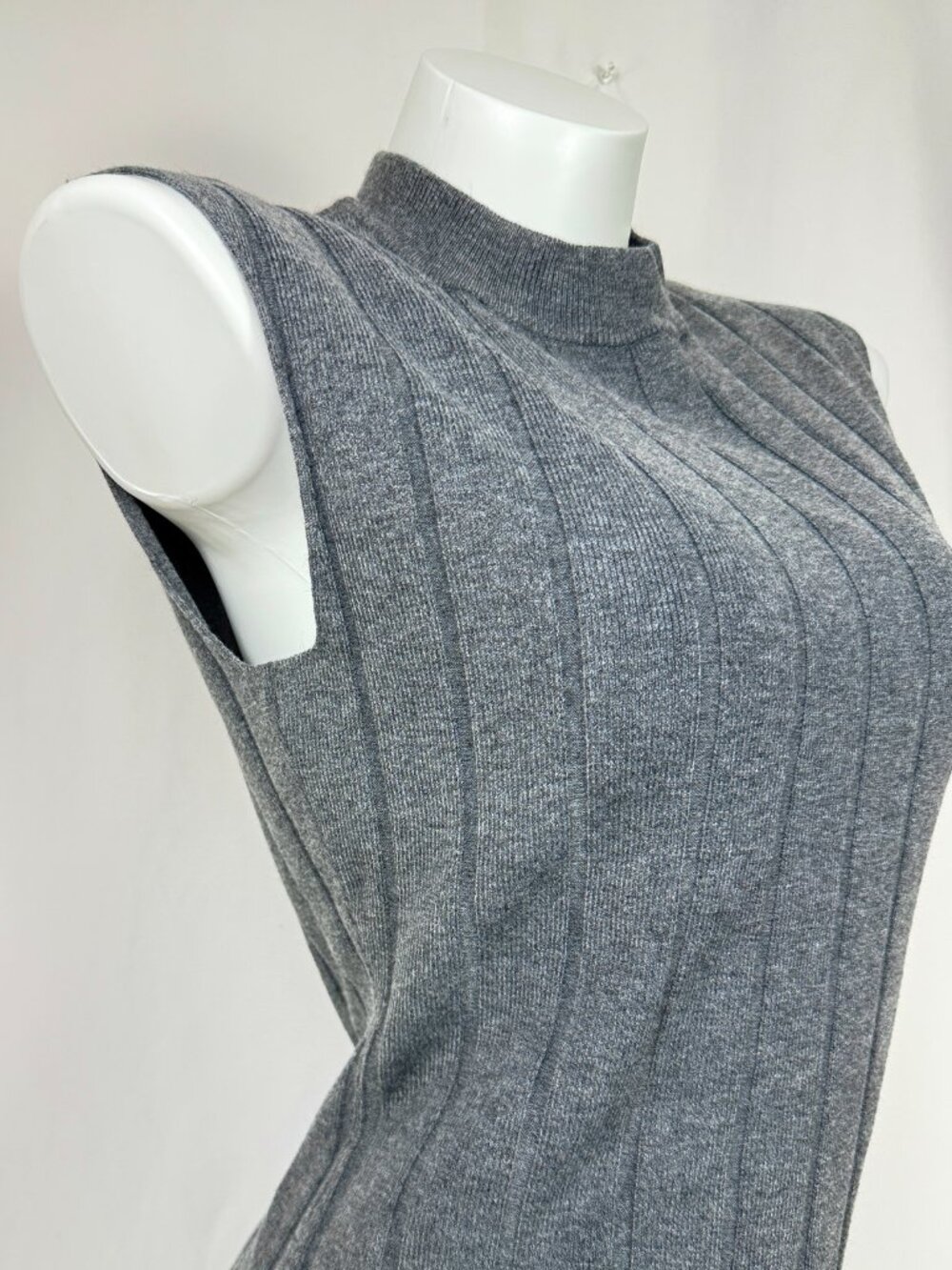 George Gray Ribbed Knit Sleeveless Mock Neck Sweater Maxi Dress XS S NWT - Picture 4 of 7